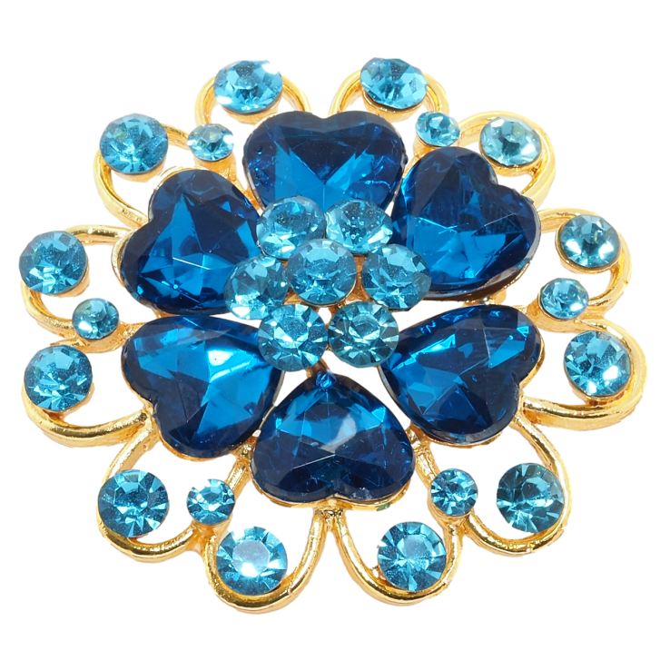 Брошь Цветок с бирюзовыми стразами фото №8