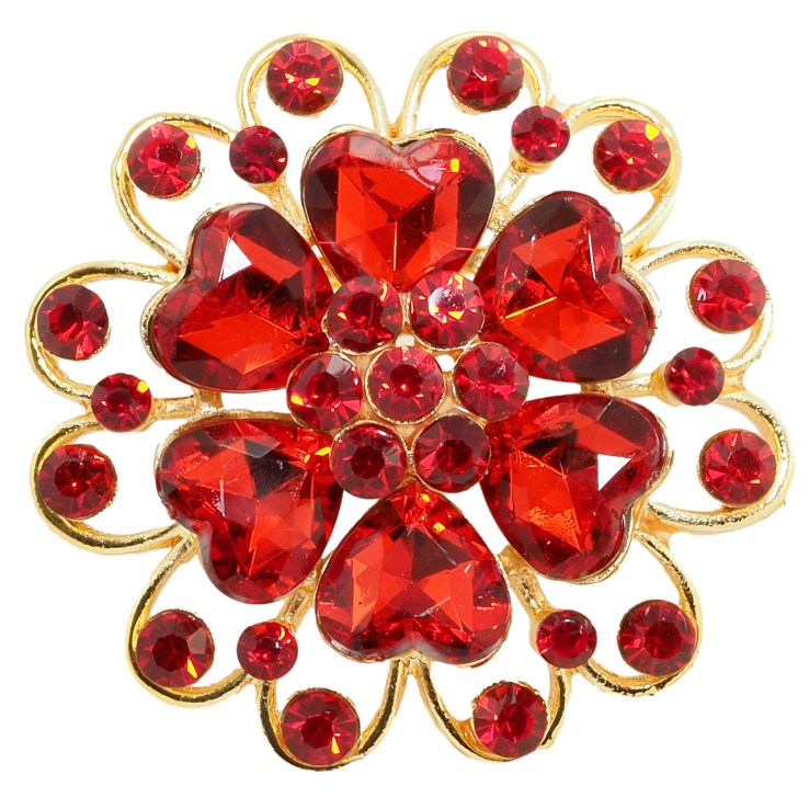 Брошка Квітка з червоними стразами фото №19