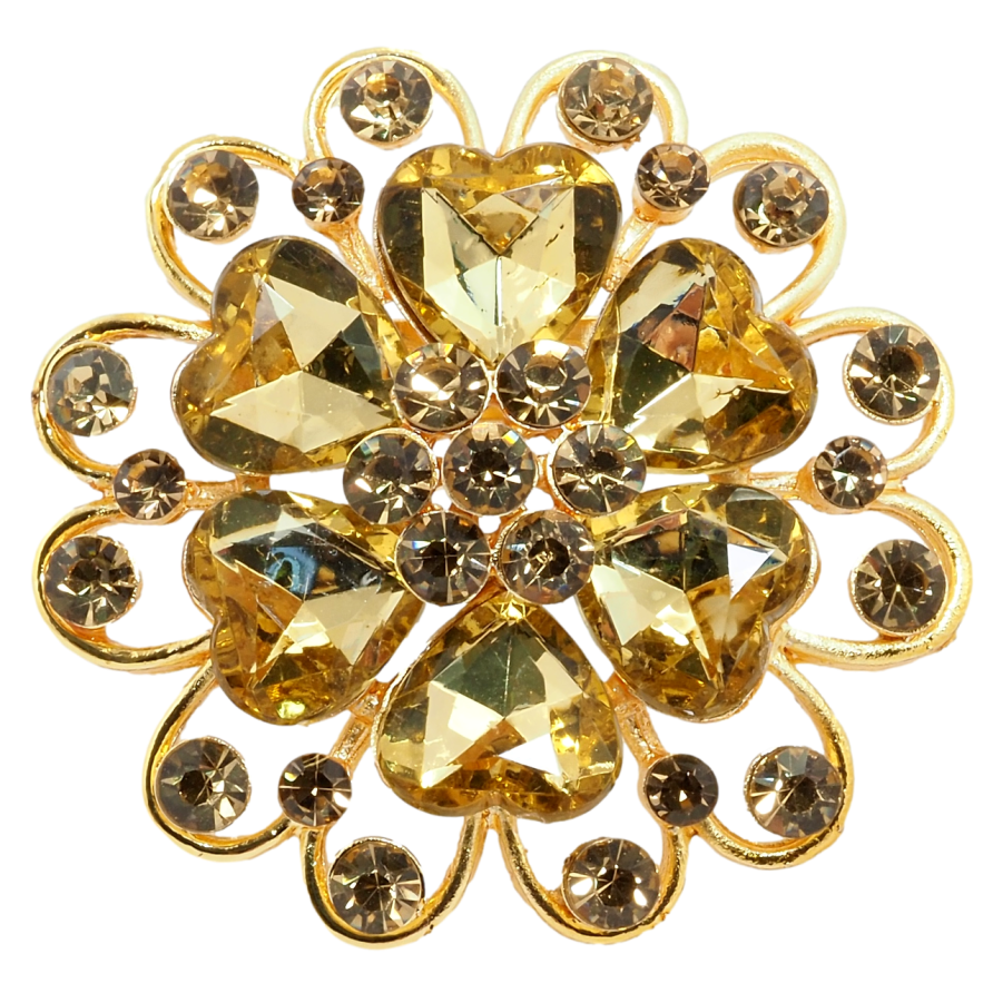 Брошка Квітка із золотистими стразами фото №1