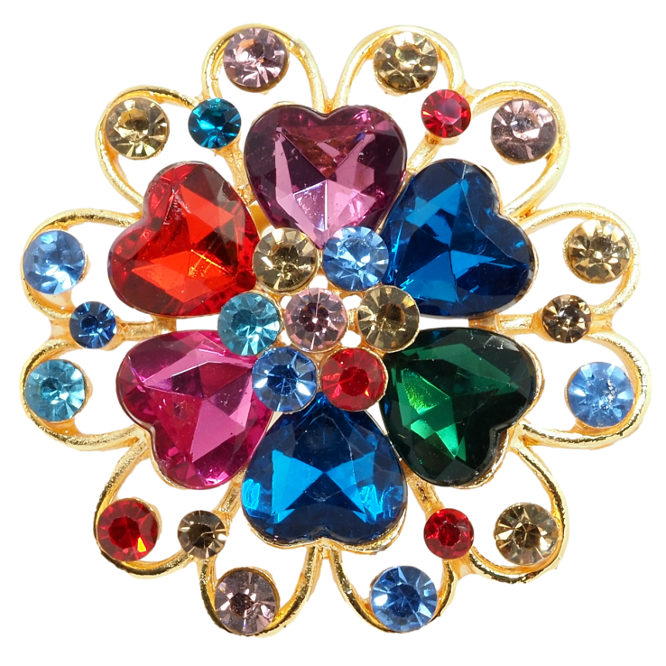Брошка Квітка з різнокольоровими стразами фото №21