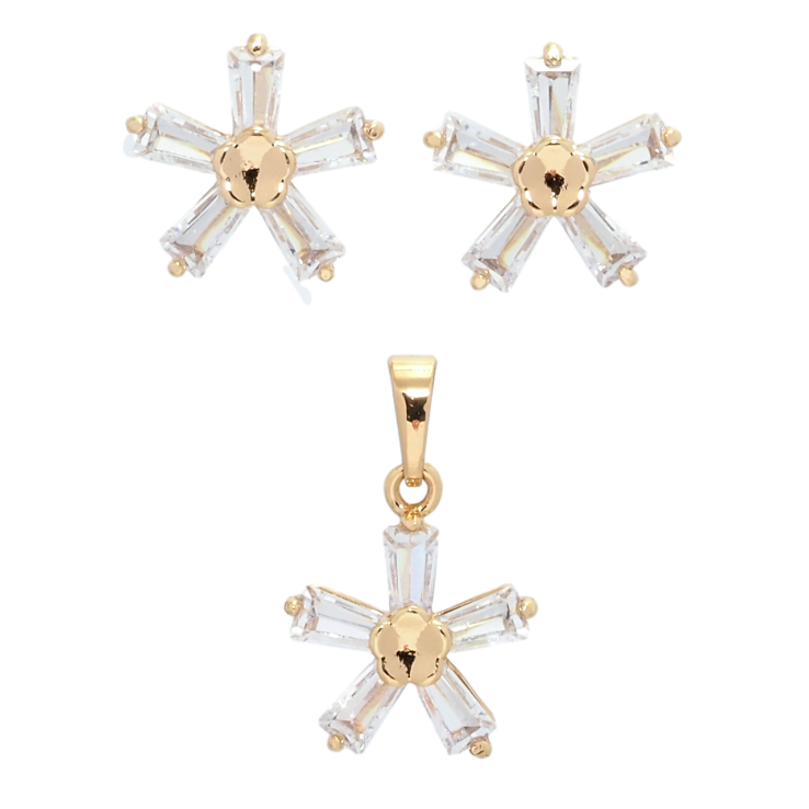 Набір Xuping Позолота 18K Сережки Кулон Кристальні зірочки фото №3 Набір Xuping Позолота 18K Сережки Кулон Кристальні зірочки фото №3