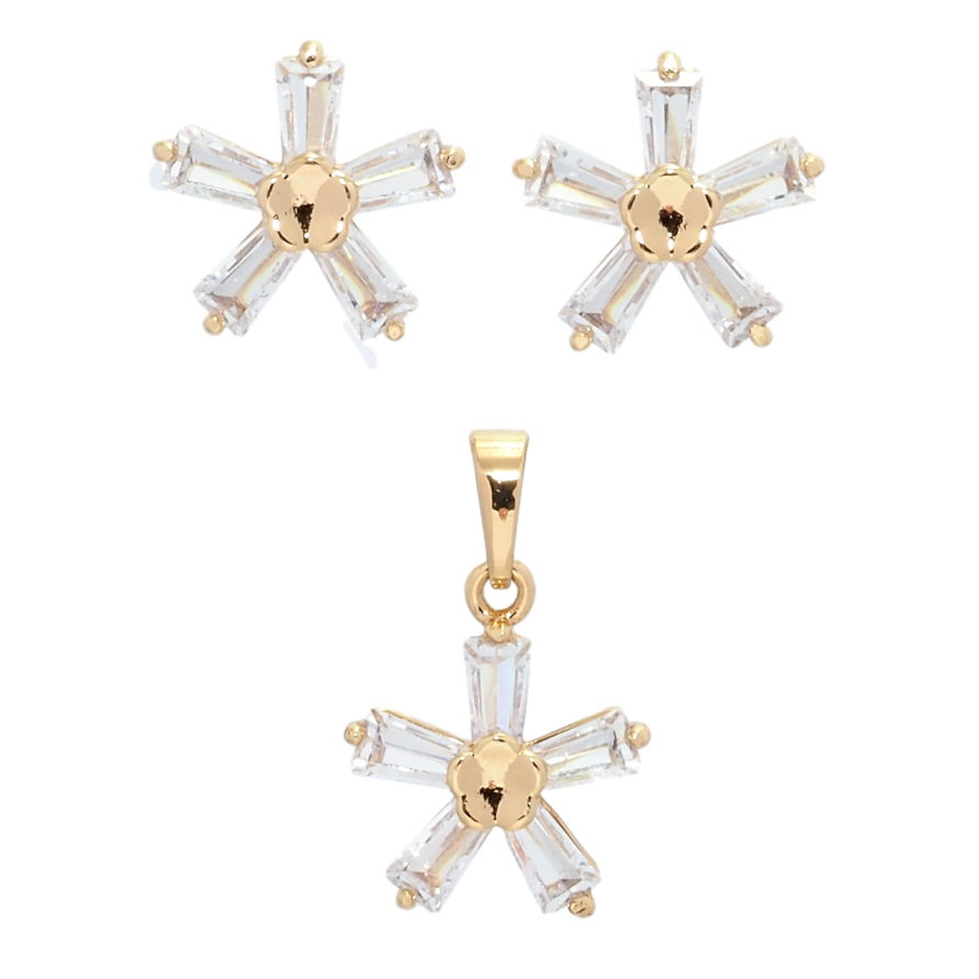 Набір Xuping Позолота 18K Сережки Кулон Кристальні зірочки фото №1