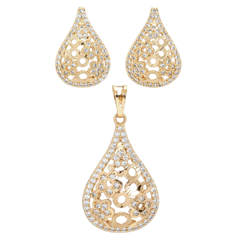 Набір Xuping Позолота 18K Сережки Кулон Різні крапельки з цирконієм фото №11