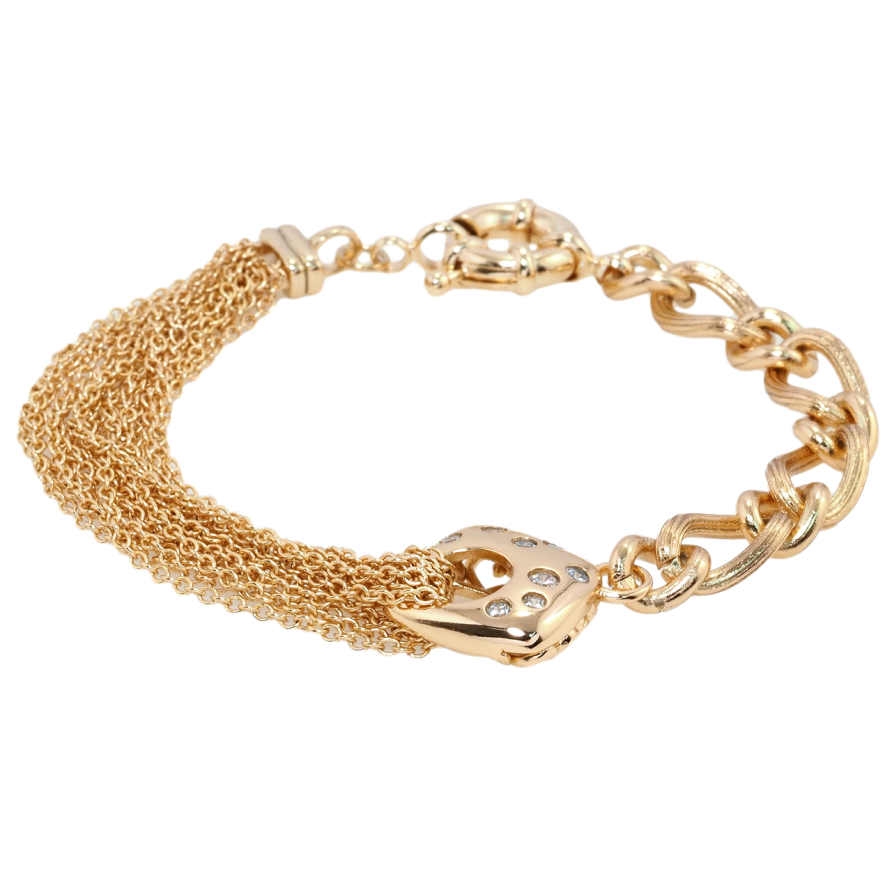 Браслет Xuping Позолота 18K Плетение комбинированное с вставкой длина 19.5см х 8мм фото №1