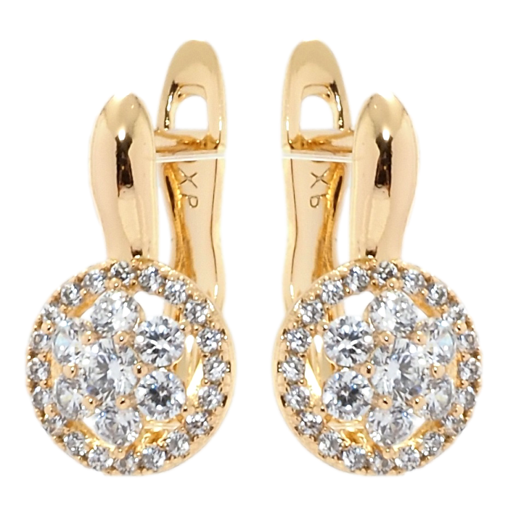 Сережки Xuping Позолота 18K англійський замок Кристальні квіточки в колечках фото №5 Сережки Xuping Позолота 18K англійський замок Кристальні квіточки в колечках фото №5