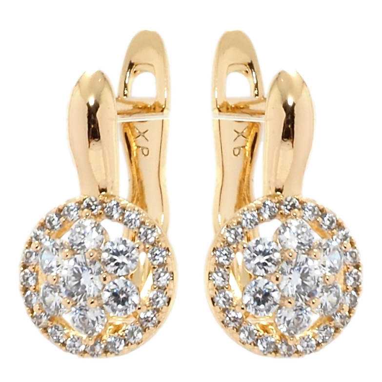 Серьги Xuping Позолота 18K английский замок Кристальные цветочки в колечках фото №1