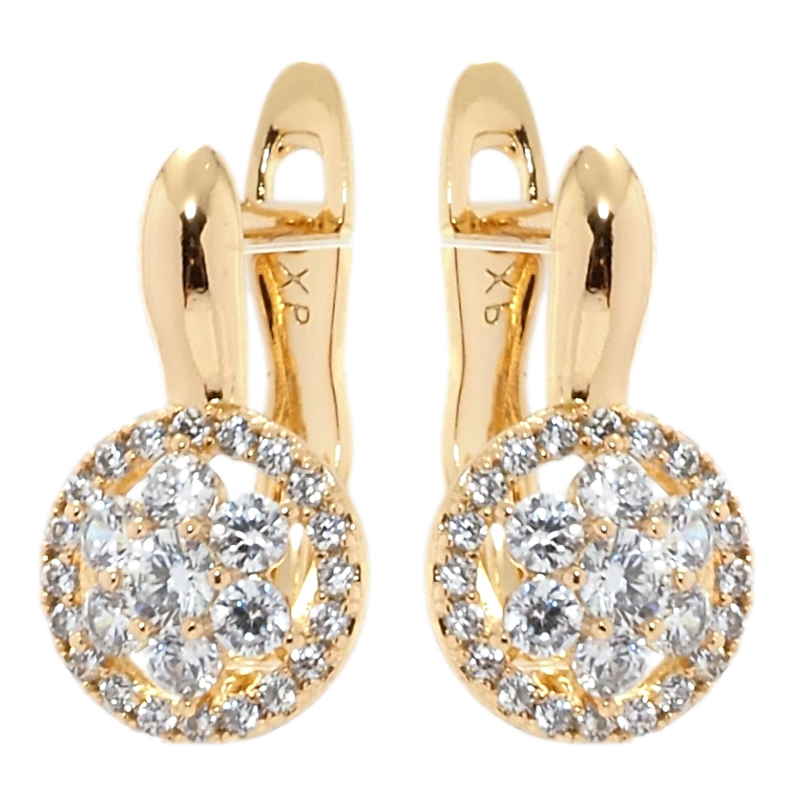 Сережки Xuping Позолота 18K англійський замок Кристальні квіточки в колечках фото №1