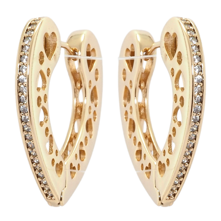 Сережки Xuping Позолота 18K колечка Сердечки з бічним візерунком та доріжками цирконію фото №19 Сережки Xuping Позолота 18K колечка Сердечки з бічним візерунком та доріжками цирконію фото №19