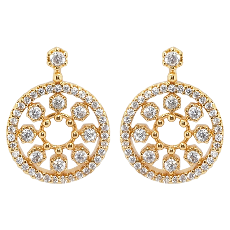 Серьги Xuping Позолота 18K пусеты Колечки с узором цирконием фото №19