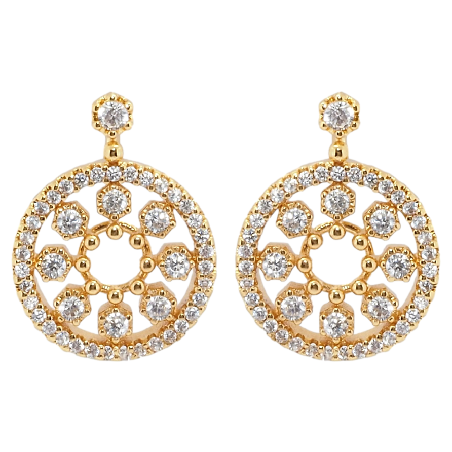 Серьги Xuping Позолота 18K пусеты Колечки с узором цирконием фото №1