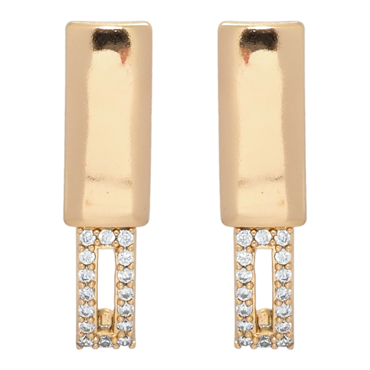 Серьги Xuping Позолота 18K пусеты Прямоугольники с цирконием фото №12