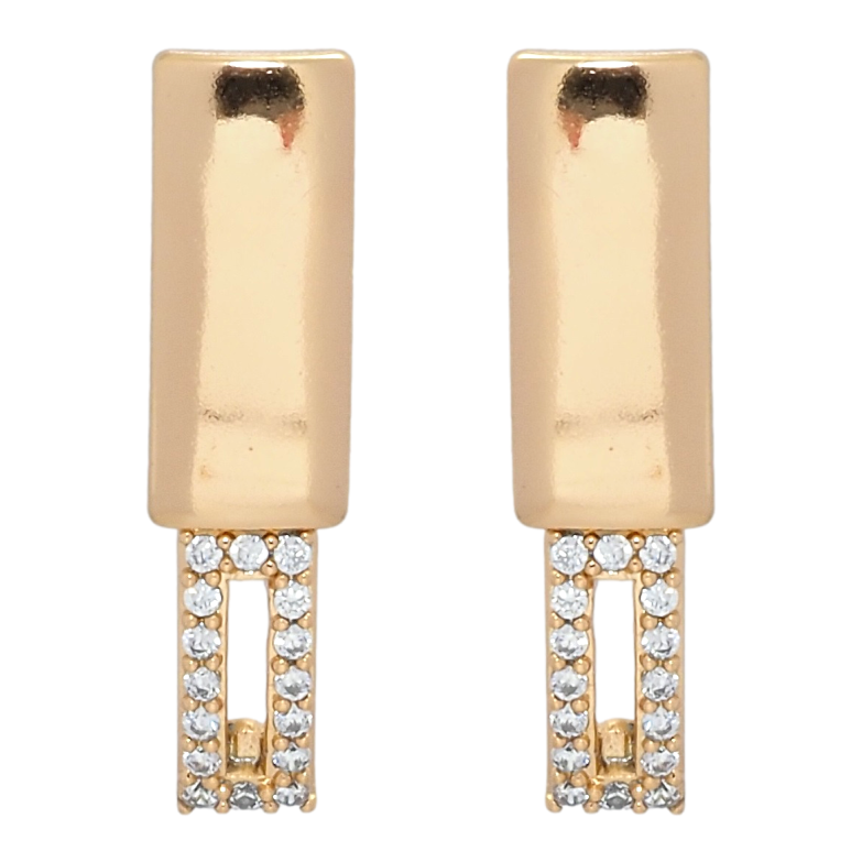 Сережки Xuping Позолота 18K пусети Прямокутники з цирконієм фото №1