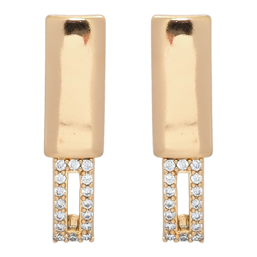 Серьги Xuping Позолота 18K пусеты Прямоугольники с цирконием фото №1