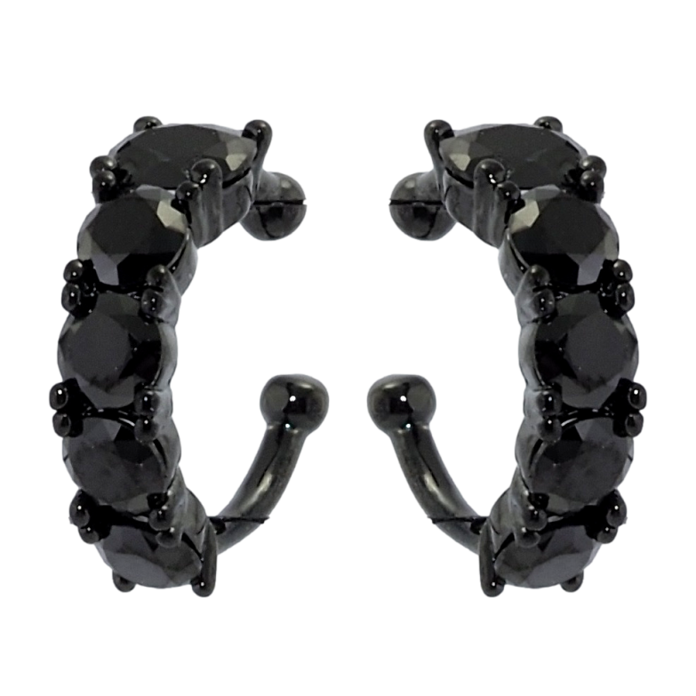 Серьги Xuping Позолота Black (черное золото) каффы Дорожки черного циркония фото №1