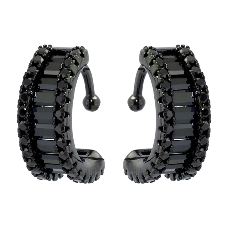 Серьги Xuping Позолота Black (черное золото) каффы Дорожки черного циркония фото №1