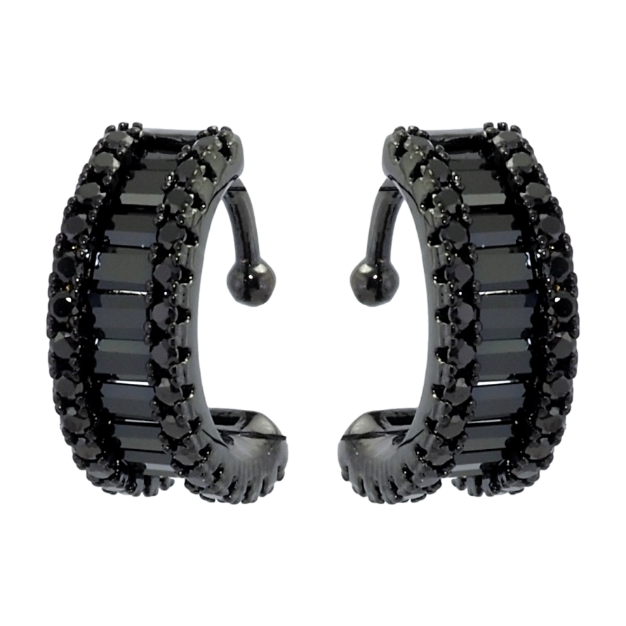 Сережки Xuping Позолота Black (чорне золото) кафи Дорожки чорного цирконію фото №1