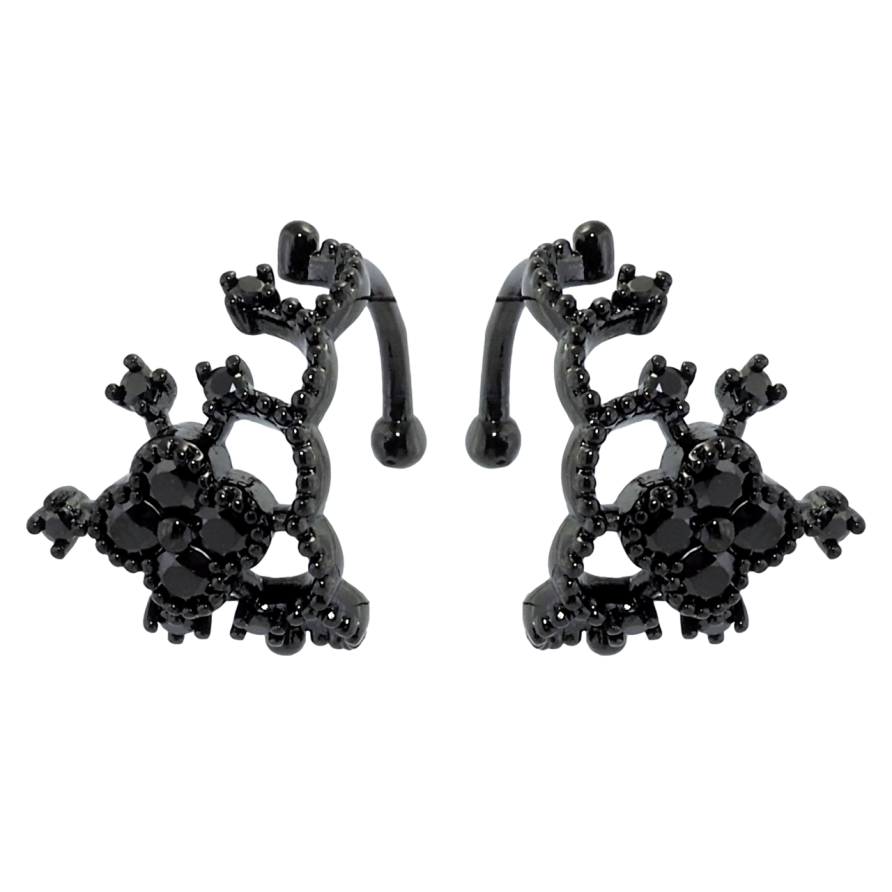 Сережки Xuping Позолота Black (чорне золото) кафи Корона з чорним цирконієм фото №1