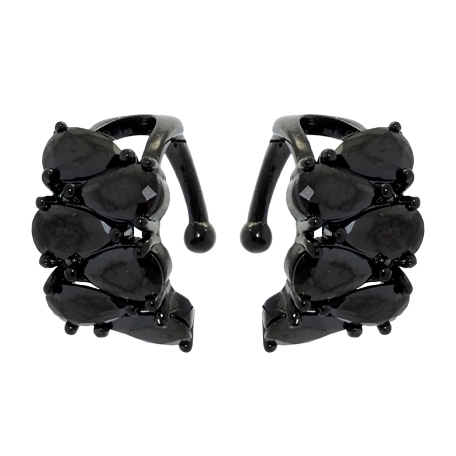 Сережки Xuping Позолота Black (чорне золото) кафи Дорожки крапельок чорного цирконію фото №1