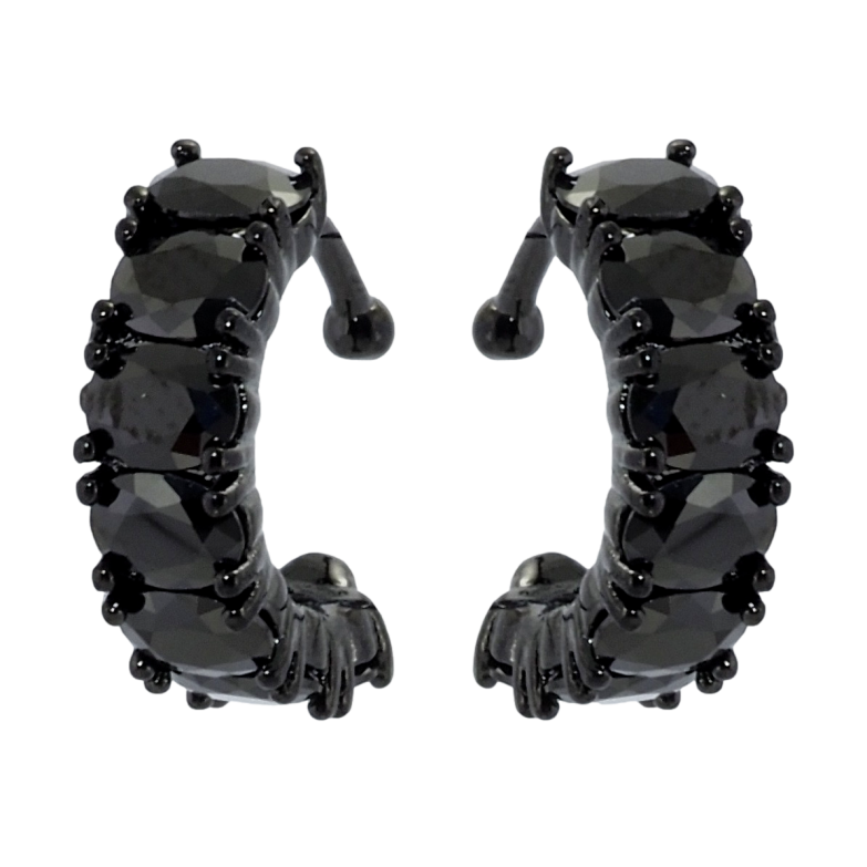 Серьги Xuping Позолота Black (черное золото) каффы Дорожки черного циркония фото №1