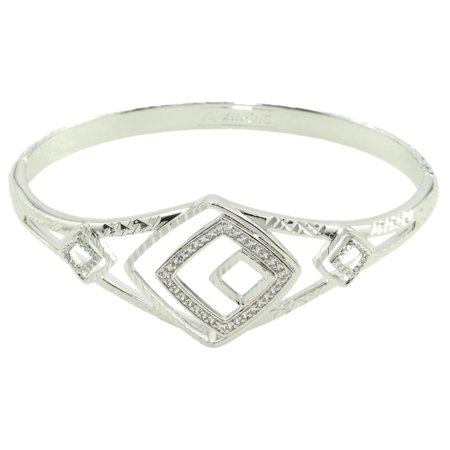 Браслет Xuping Родий Ромбовый орнамент с цирконием ø 6см фото №1