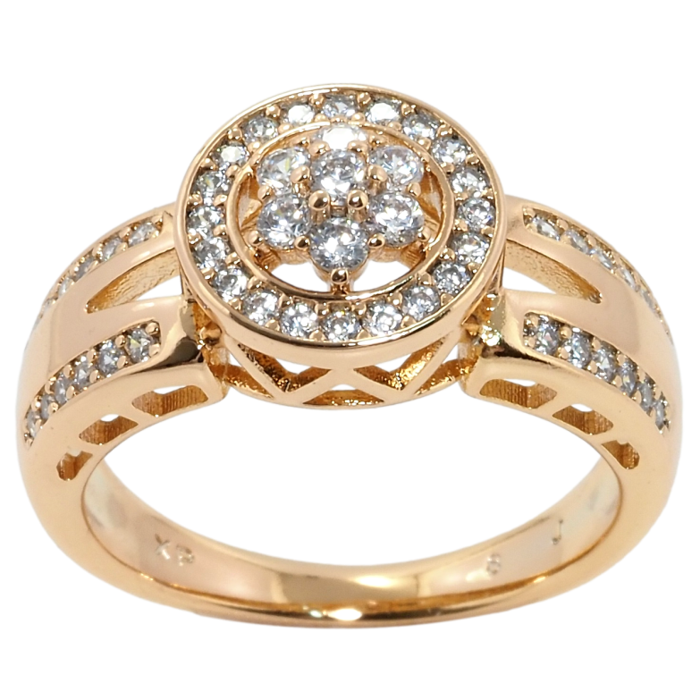 Кольцо Xuping Позолота 18K Кристальный цветочек в колечке фото №5