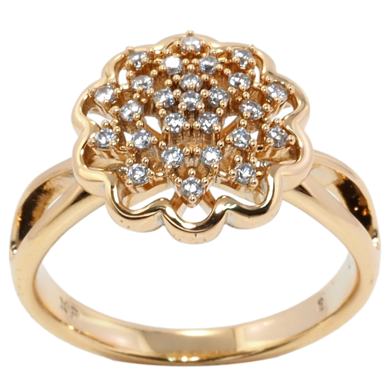 Каблучка Xuping Позолота 18K Квітка з цирконієм фото №1