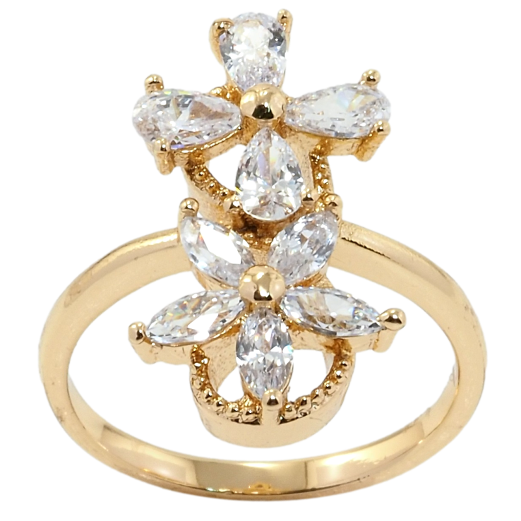 Кольцо Xuping Позолота 18K Кристальные цветочки фото №5