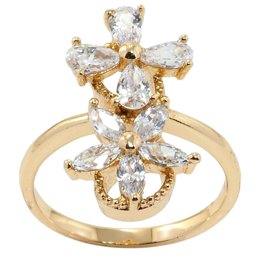 Каблучка Xuping Позолота 18K Кристальні квіточки фото №1