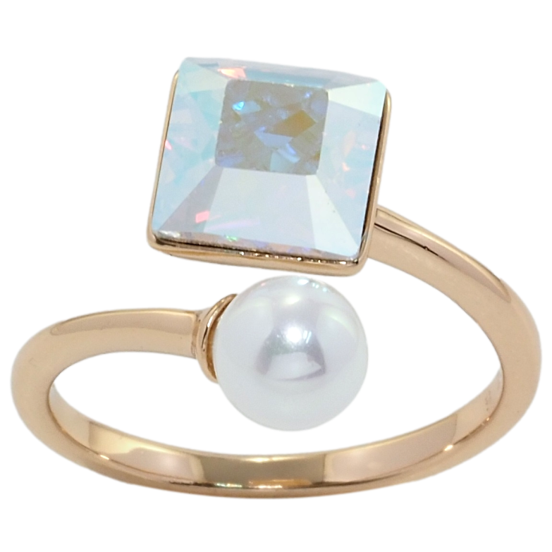 Кольцо Xuping цвет 18K с кр-ми Swarovski Кристалл АВ с жемчугом фото №1