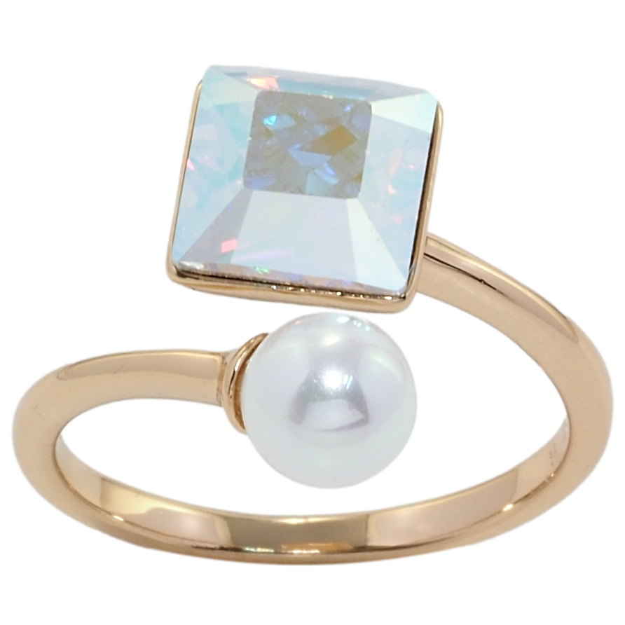 Каблучка Xuping колір 18K з кр-ми Swarovski Кристал АВ з перлами фото №1