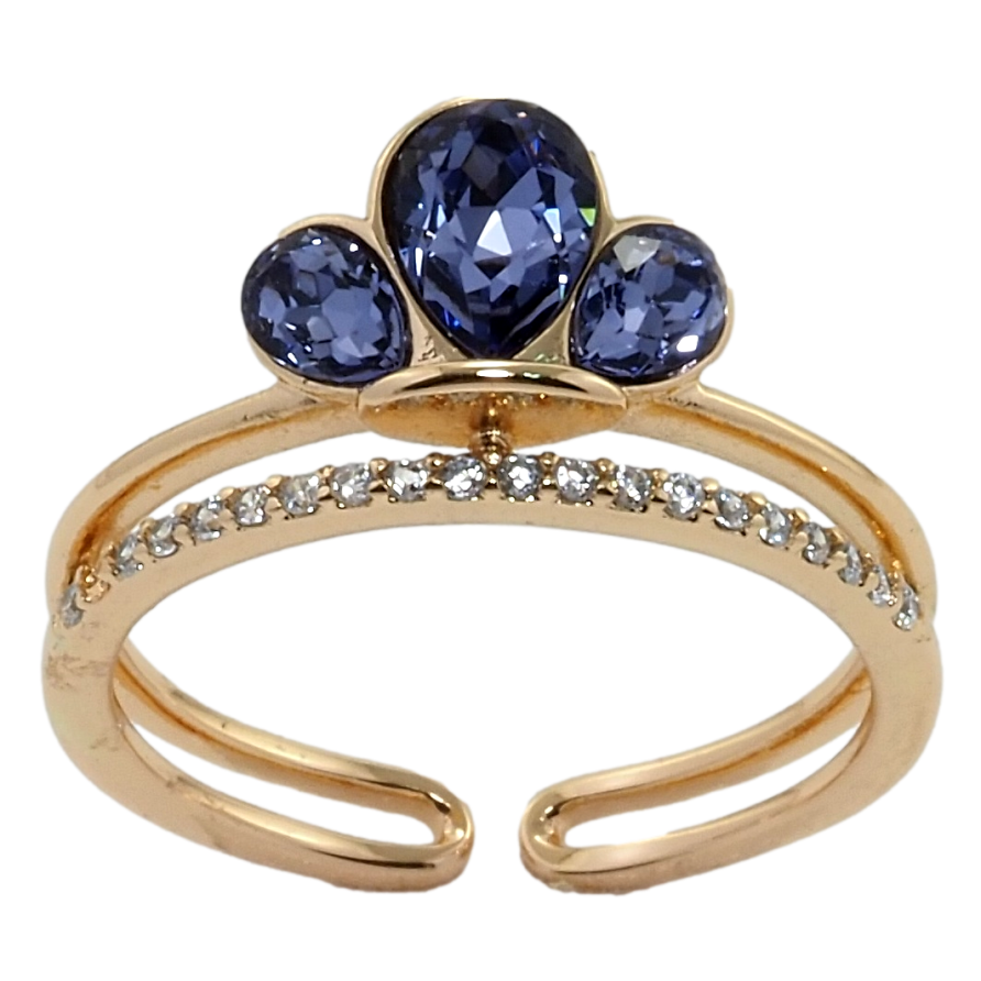 Каблучка Xuping колір 18K з кр-ми Swarovski Кристали Sapphire з доріжкою фото №1