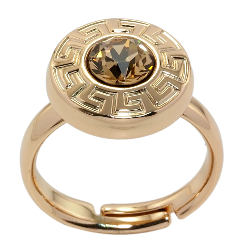 Кольцо Xuping цвет 18K с кр-ми Swarovski Кристалл Light Colorado Topaz с греческим узором фото №1