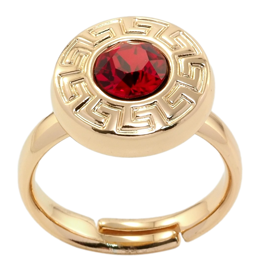 Кольцо Xuping цвет 18K с кр-ми Swarovski Кристалл Light Siam с греческим узором фото №1