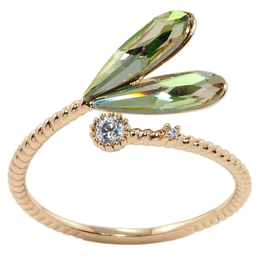 Каблучка Xuping колір 18K з кр-ми Swarovski Серце з кристалів Chrysolite фото №1