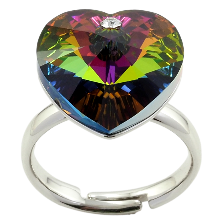 Каблучка Xuping колір Родій із кр-ми Swarovski Кристальне серце Vitrail Medium фото №11