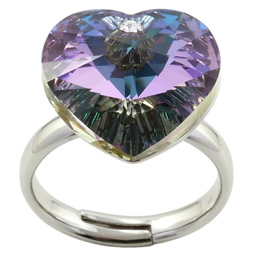 Каблучка Xuping колір Родій з кр-ми Swarovski Кристальне серце Paradise Shine фото №1