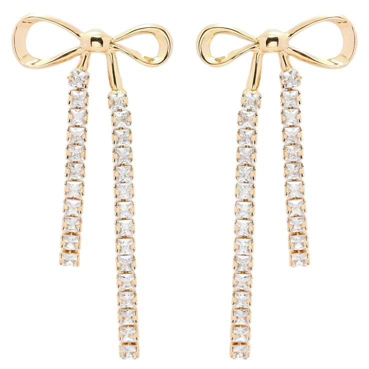 Серьги Xuping QQMM Позолота 18K пусеты Банты с дорожками циркония фото №2