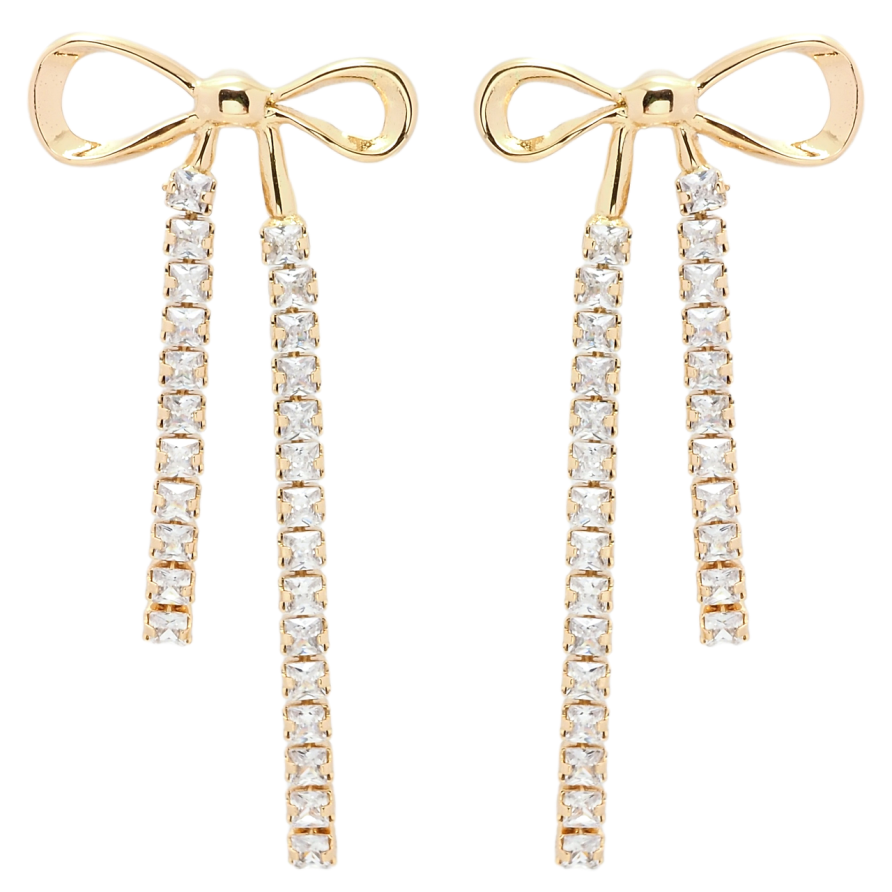 Серьги Xuping QQMM Позолота 18K пусеты Банты с дорожками циркония фото №1