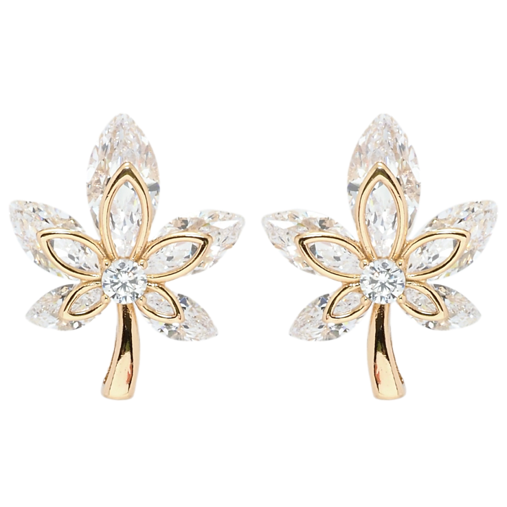 Серьги Xuping QQMM Позолота 18K пусеты Кристальные листочки фото №10