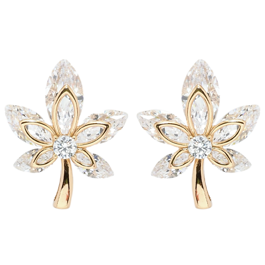 Серьги Xuping QQMM Позолота 18K пусеты Кристальные листочки фото №1