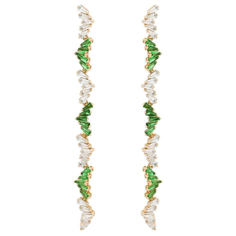 Сережки Xuping QQMM Позолота 18K пусети Підвіски з білих та зелених фіанітів фото №1