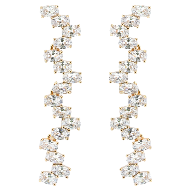 Серьги Xuping QQMM Позолота 18K пусеты Подвески зигзаги из белых фианитов фото №7