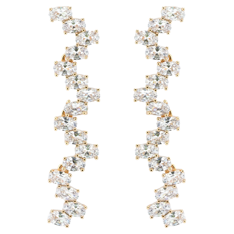 Серьги Xuping QQMM Позолота 18K пусеты Подвески зигзаги из белых фианитов фото №12