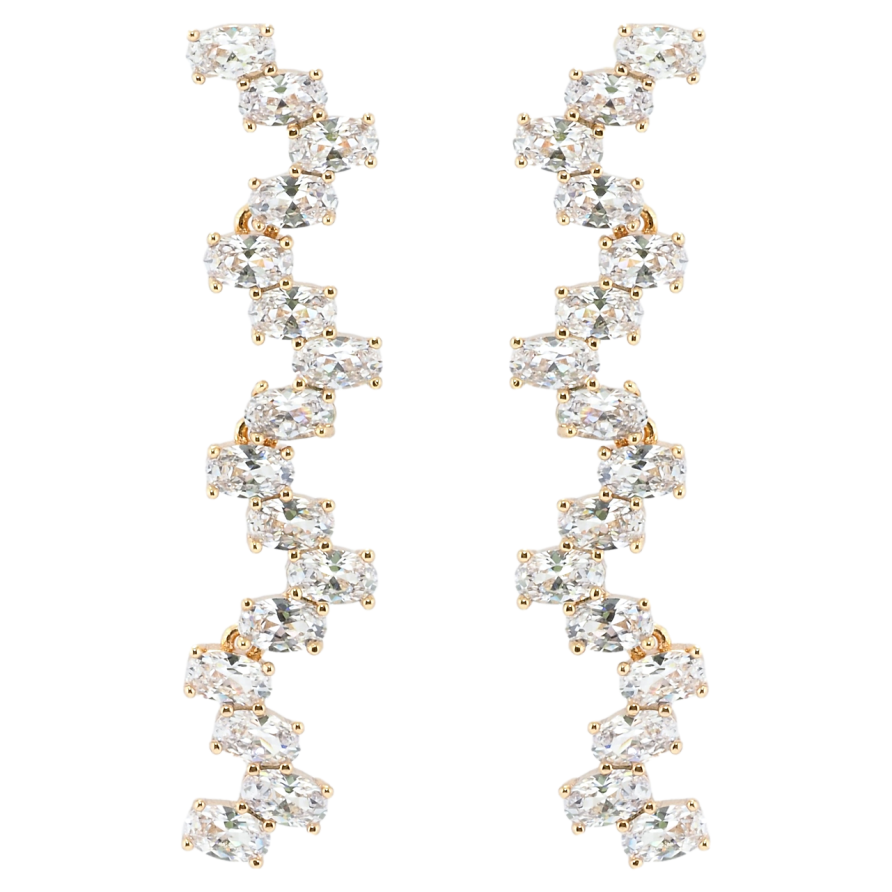 Серьги Xuping QQMM Позолота 18K пусеты Подвески зигзаги из белых фианитов фото №1