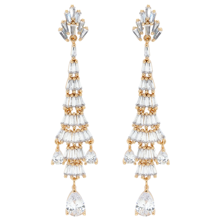 Серьги Xuping QQMM Позолота 18K пусеты Декоративные подвески из фианитов фото №21