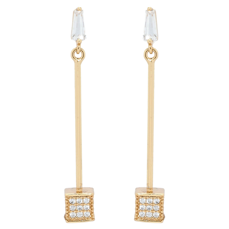 Серьги Xuping QQMM Позолота 18K пусеты Подвески кубики с цирконием фото №5