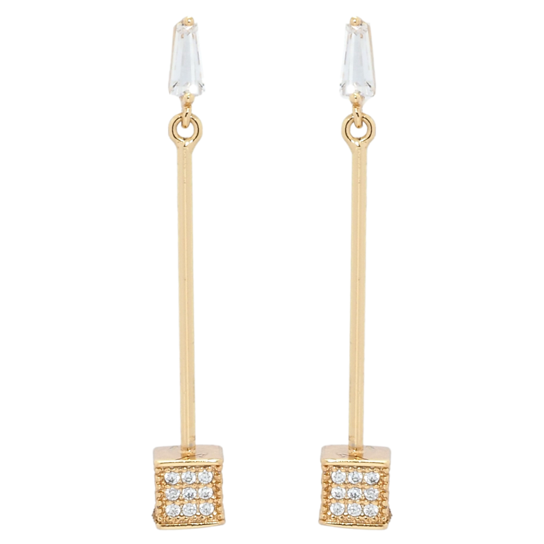 Сережки Xuping QQMM Позолота 18K пусети Підвіски кубики з цирконієм фото №2