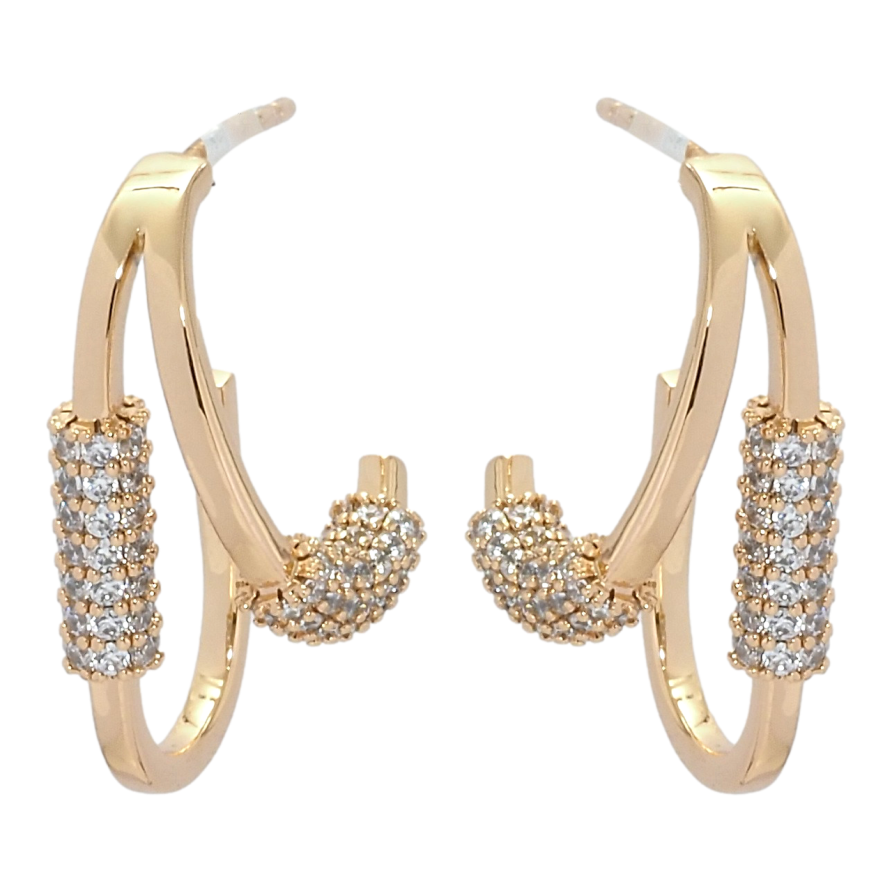 Серьги Xuping QQMM Позолота 18K пусеты Декоративные петельки с цирконием фото №1