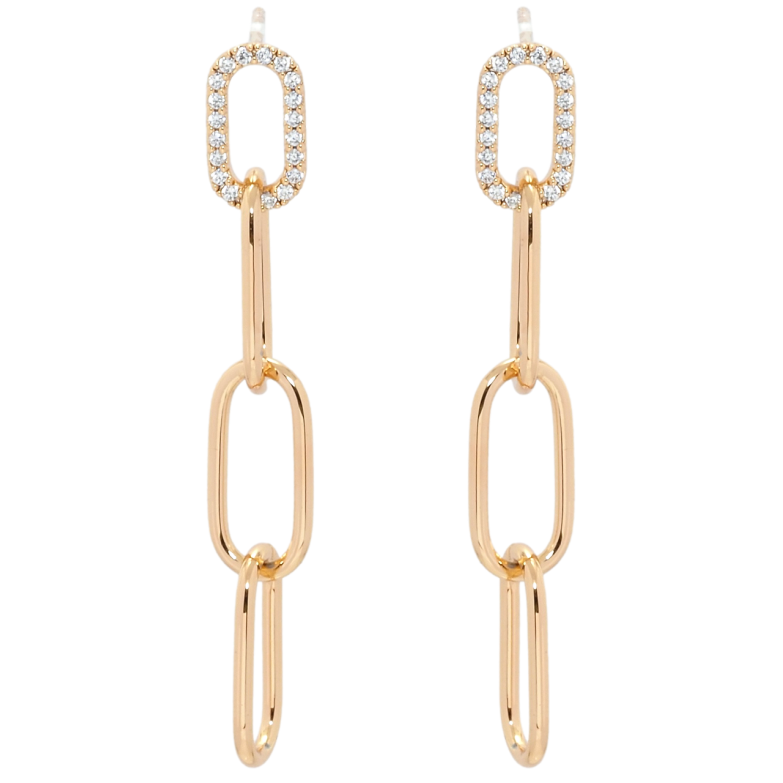 Сережки Xuping QQMM Позолота 18K пусети Підвіски ланцюжка з цирконієм фото №1