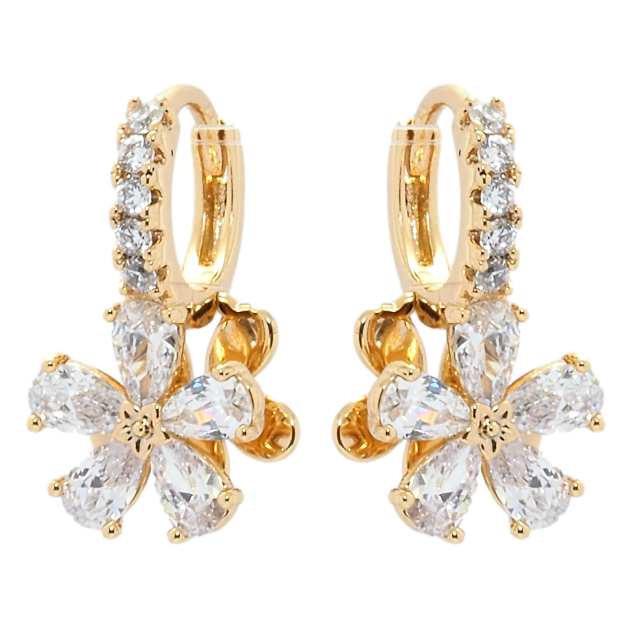 Сережки Xuping QQMM Позолота 18K підвіски на колечках Кристальні квіточки фото №1